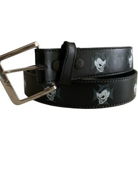 Grunge Punk Rock Y2K Black Belt Metal Goth Skull Removable Buckle Edgy Festival